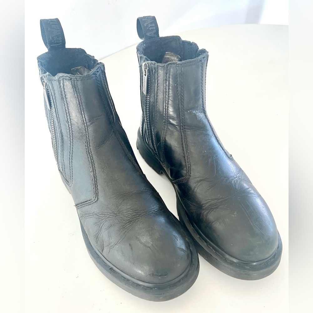 Dr. Martens Black Leather Side-Zip Ankle Boots - Picture 2 of 16